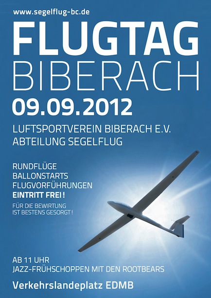 Party Flyer: Flugtag  am 09.09.2012 in Biberach an der Ri