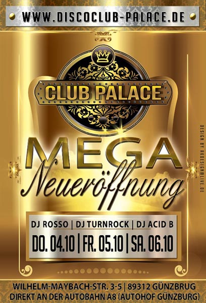 Party Flyer: Club Palace - Grand Opening - Freitag am 05.10.2012 in Gnzburg (Kreisstadt)