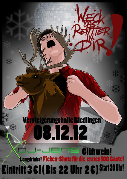 Party Flyer: Weck das Rentier in Dir! am 08.12.2012 in Riedlingen