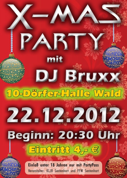 Party Flyer: X MAS PARTY am 22.12.2012 in Wald