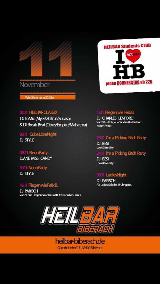 Party Flyer: NeonParty @ Heilbar am 09.11.2012 in Biberach an der Ri