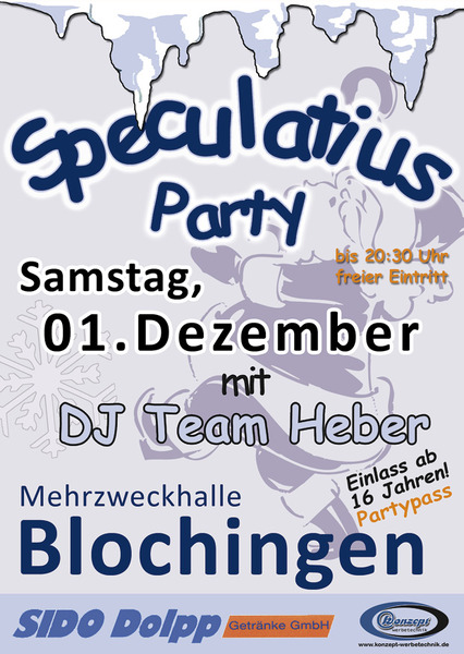 Party Flyer: Speculatius-Party Blochingen am 01.12.2012 in Mengen