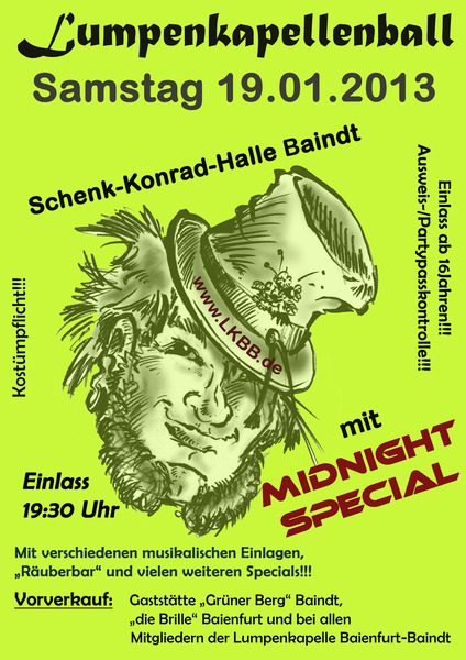 Party Flyer: Lumpenkapellenball 2013! in Baindt am 19.01.2013 in Baindt