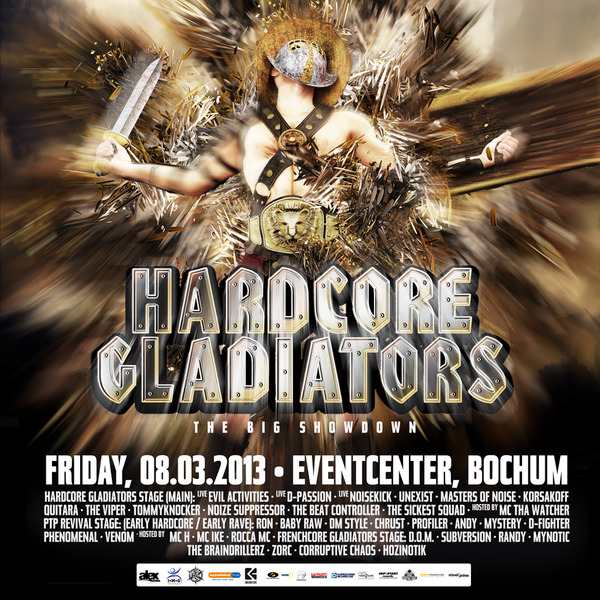 Party Flyer: Hardcore Gladiators - the big showdown in Bochum am 08.03.2013 in Bochum