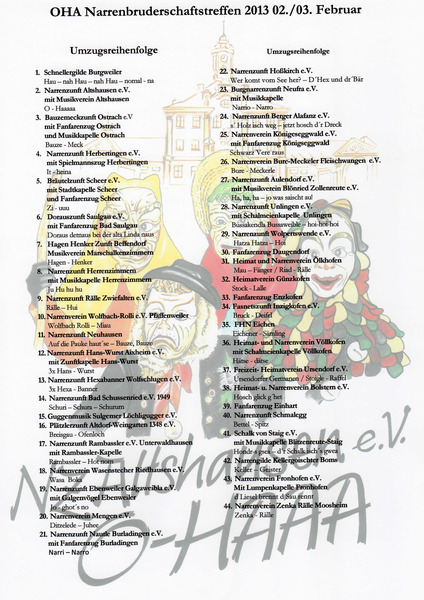 Party Flyer: Groer OHA-Narrenumzug 2013 in Altshausen am 03.02.2013 in Altshausen