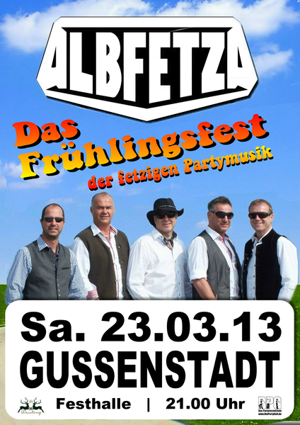 Party Flyer: ALBFETZA - Das Frhlingsfest der fetzigen Partymusik - in Gussenstadt ( HDH ) am 23.03.2013 in Gerstetten