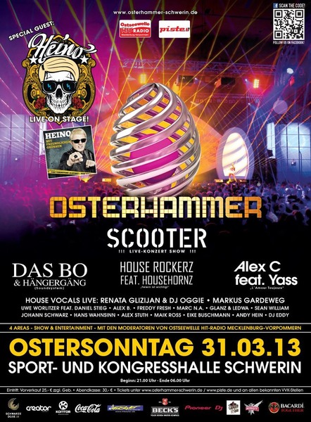 Party Flyer: OSTERHAMMER 2013  Die Frhlingsparty des Jahres in Mecklenburg-Vorpommern am 31.03.2013 in Schwerin