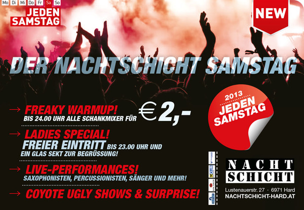 Party Flyer: Der Nachtschicht Samstag am 06.04.2013 in Hard