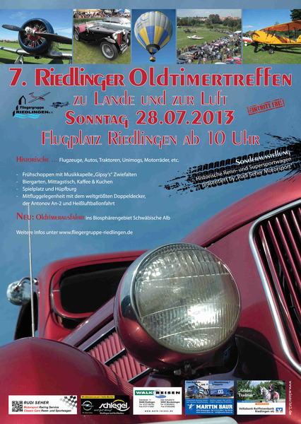 Party Flyer: 7. Riedlinger Oldtimer-Treffen am 28.07.2013 in Riedlingen