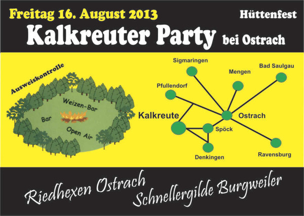 Party Flyer: Httenfest 2013 in Kalkreute am 16.08.2013 in Ostrach