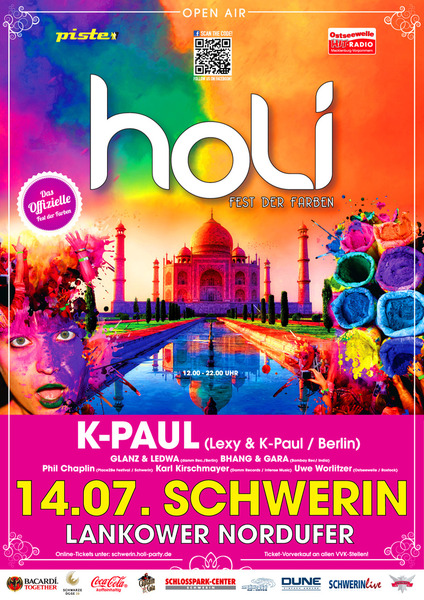 Party Flyer: HOLI PARTY - Fest der Farben am 14.07.2013 in Schwerin