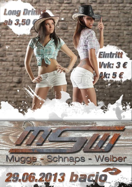 Party Flyer: Mugge, Schnaps & Weiber  am 29.06.2013 in Rostock