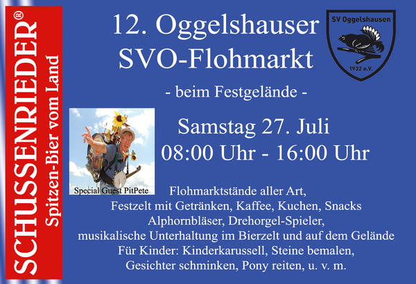 Party Flyer: 12. Oggelshauser SVO-Flohmarkt am 27.07.2013 in Oggelshausen