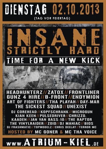 Party Flyer: INSANE - strictly hard II am 02.10.2013 in Kiel