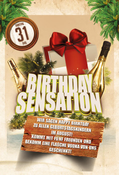 Party Flyer: BIRTHDAY SENSATION @ Disco Park B30 am 31.08.2013 in Laupheim