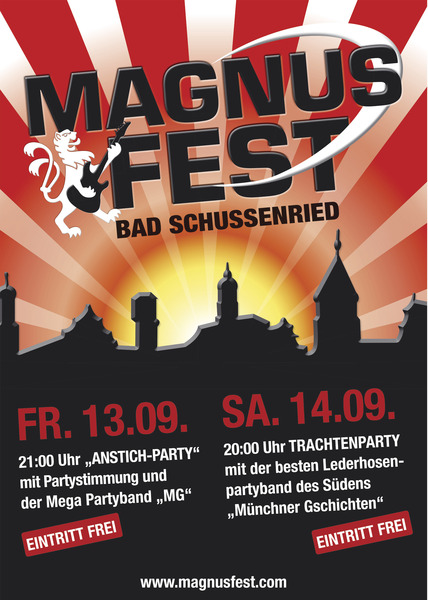 Party Flyer: Schussenrieder Magnuspartys Freitag-Samstag  am 13.09.2013 in Bad Schussenried