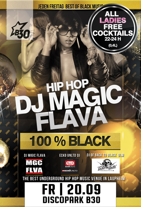 Party Flyer: Hip Hop 100% Black @ Disco Park B30 am 20.09.2013 in Laupheim