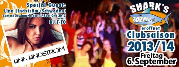 Party Flyer: SHARKs erffnet Clubsaison 2013/14 am 06.09.2013 in Bad Doberan