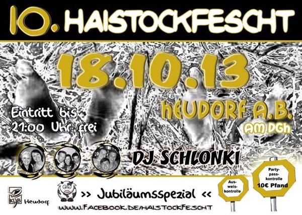 Party Flyer: 10. Haistockfescht am 18.10.2013 in Drmentingen