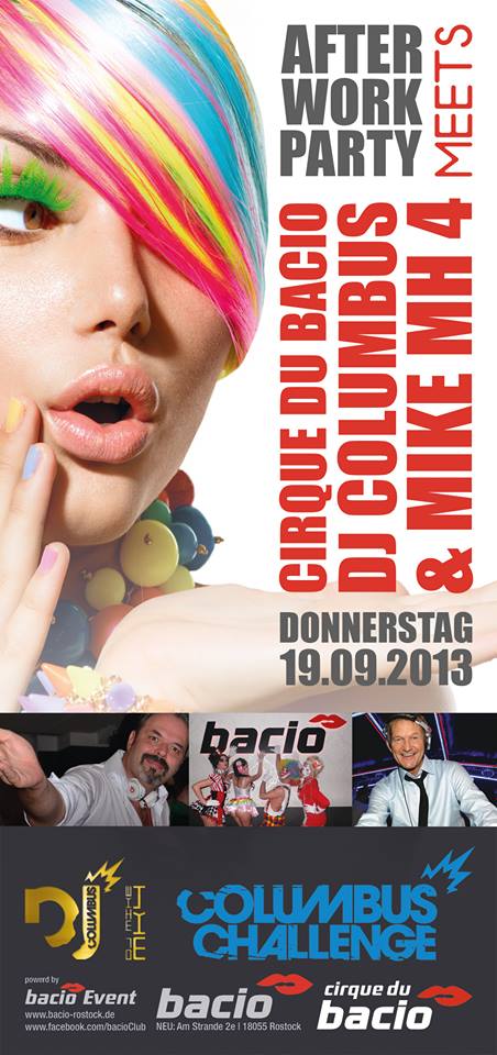 Party Flyer: Cirque du bacio Afterworkparty meets Columbus Challenge am 19.09.2013 in Rostock