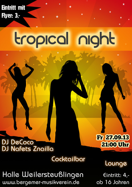 Party Flyer: Tropical Night am 27.09.2013 in Allmendingen