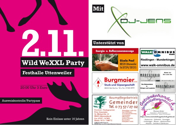 Party Flyer: Wild WeXXL Party am 02.11.2013 in Uttenweiler