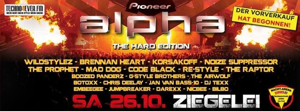 Party Flyer: Pioneer alpha 2013 - The Hard Edition am 26.10.2013 in Sierksrade