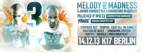 Party Flyer: 3Y MELODY OF MADNESS @ K17 in Berlin (GER) am 14.12.2013 in Berlin