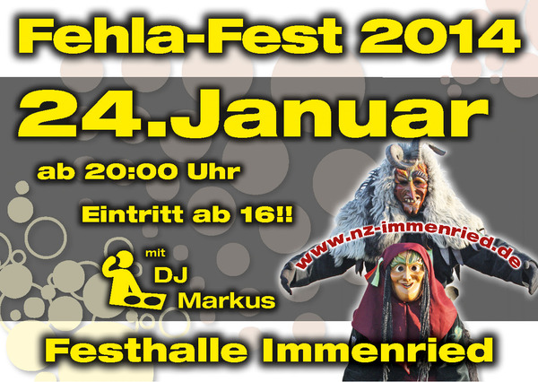 Party Flyer: Fehla-Fest 2014 NZ Immenried am 24.01.2014 in Kilegg