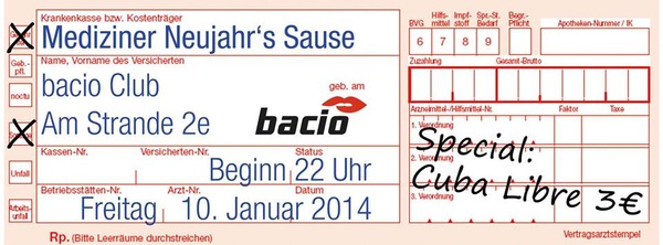 Party Flyer: Mediziner Neujahr's Sause am 10.01.2014 in Rostock