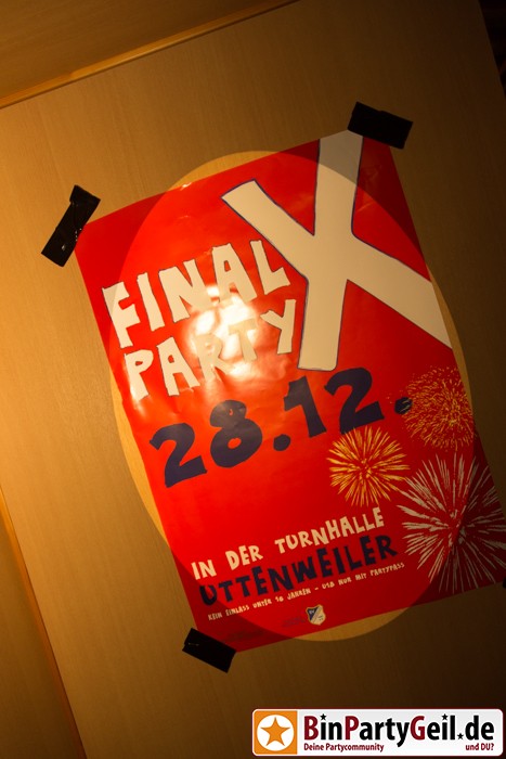 Party Flyer: Final X-Party in der Turnhalle Uttenweiler am 28.12.2013 in Uttenweiler