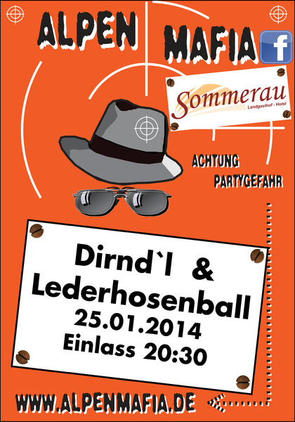 Party Flyer: Dirnd`l & Lederhosen-Party am 25.01.2014 in Buchenberg