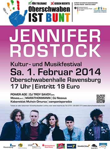 Party Flyer: Oberschwaben IST BUNT - JENNIFER ROSTOCK LIVE ! am 01.02.2014 in Ravensburg