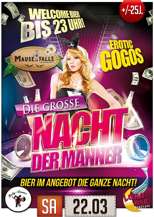 Party Flyer: Mausefalle Bad Saulgau - Die Nacht der Mnner am 22.03.2014 in Bad Saulgau