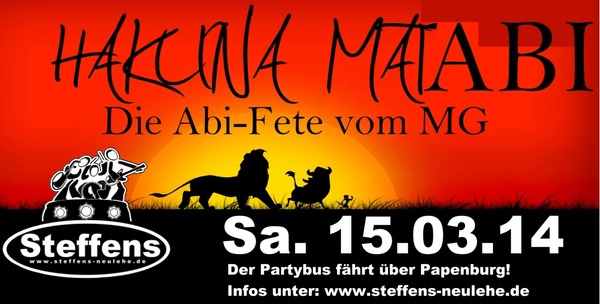 Party Flyer: Hakuna Matabi am 15.03.2014 in Neulehe