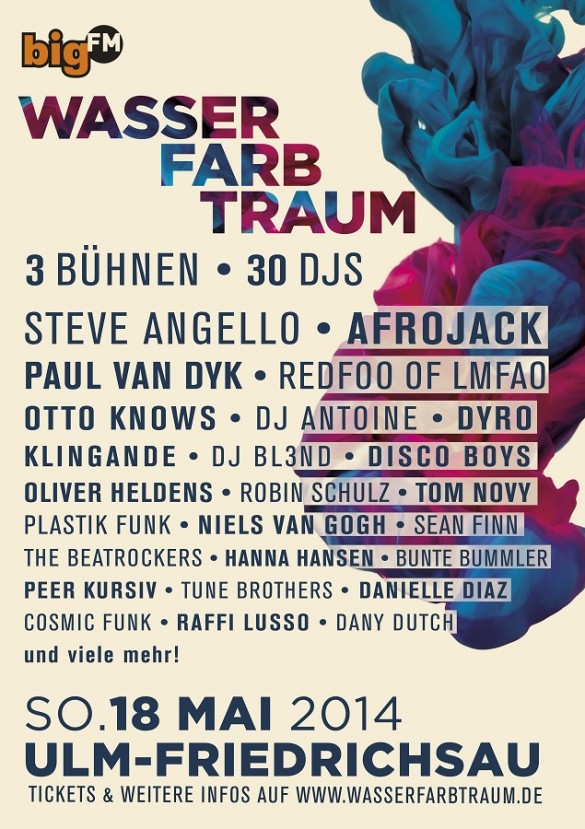 Party Flyer: bigFM WasserFarbTraum 2014 am 18.05.2014 in Ulm
