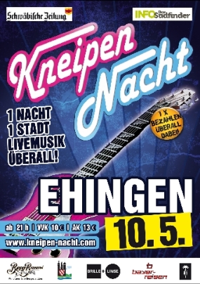 Party Flyer: Kneipennacht Ehingen am 10.05.2014 in Ehingen a.d. Donau
