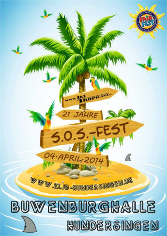 Party Flyer: SOS-Fest Hundersingen am 04.04.2014 in Herbertingen