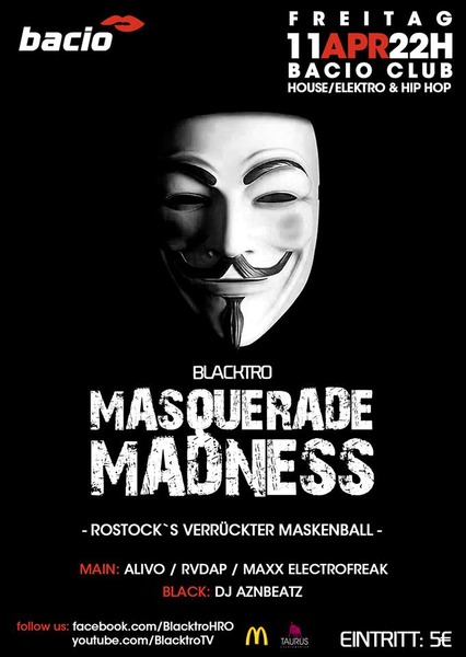 Party Flyer: BLACKTRO - MASQUERADE MADNESS am 11.04.2014 in Rostock