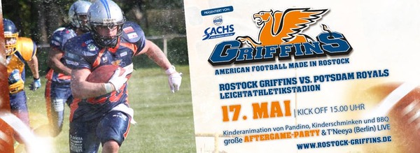 Party Flyer: Rostock Griffins vs. Potsdam Royals am 17.05.2014 in Rostock