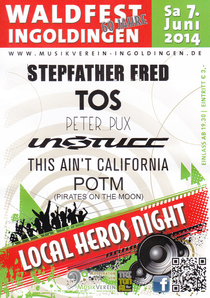 Party Flyer: Waldfest Ingoldingen Local Heros Night am 07.06.2014 in Ingoldingen