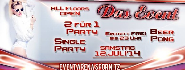 Party Flyer: DAS EVENT: 2 fr 1, Airbeat-VIP-Verlosung, Beerpong-Edition, Singleparty am 12.07.2014 in Matzlow-Garwitz und die Lewitz