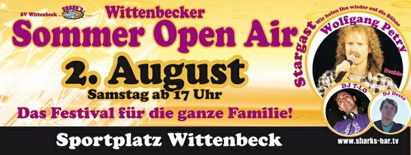 Party Flyer: Sommer Open Air Wittenbeck am 02.08.2014 in Wittenbeck