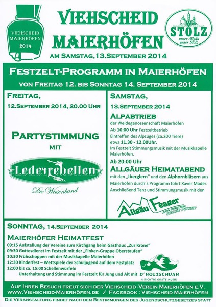 Party Flyer: Viehscheid Maierhfen am 12.09.2014 in Maierhfen