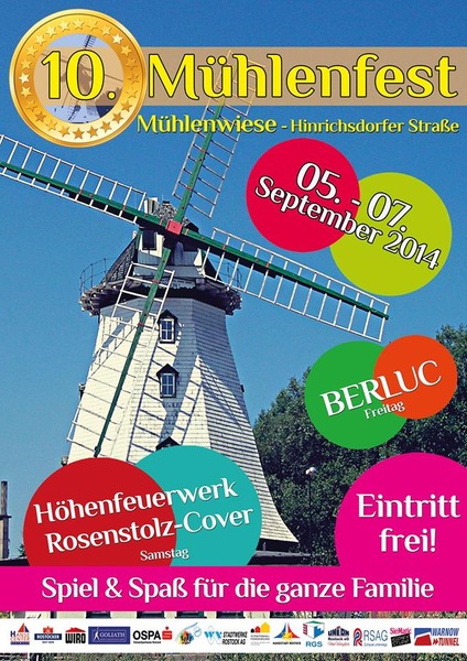 Party Flyer: 10. Mhlenfest Dierkow / Toitenwinkel am 05.09.2014 in Rostock
