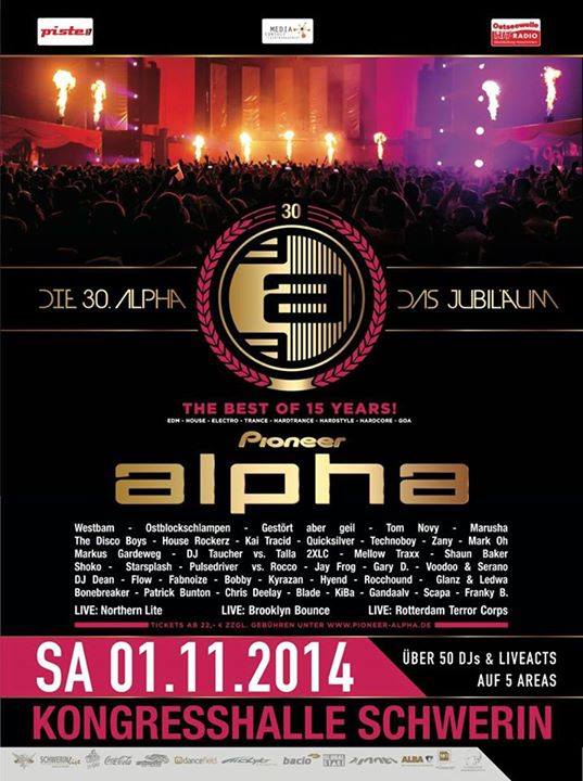 Party Flyer: Pioneer alpha 2014 - The Best of 15 Years  am 01.11.2014 in Schwerin