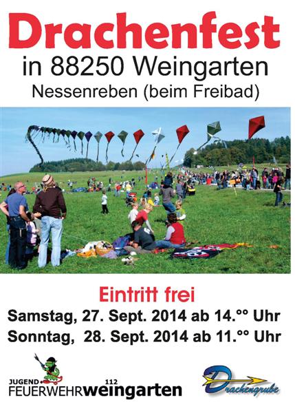 Party Flyer: Drachenfest vom 27.-28. September 2014 Weingarten/Nessenreben am 28.09.2014 in Weingarten
