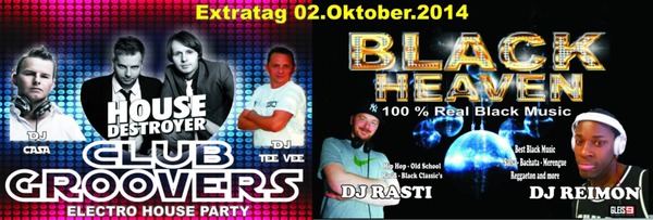 Party Flyer:  ** CLUB GROOVERS vs. BLACK HEAVEN * Vol.9 * am 02.10.2014 in Leer