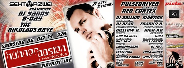 Party Flyer: DJ Yanny B-Day - The Nikolaus Rave am 06.12.2014 in Hamburg