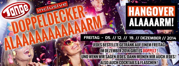 Party Flyer: HANGOVER ALAAAARM & DOPPELDECKER-DEZEMBER am 19.12.2014 in Apen